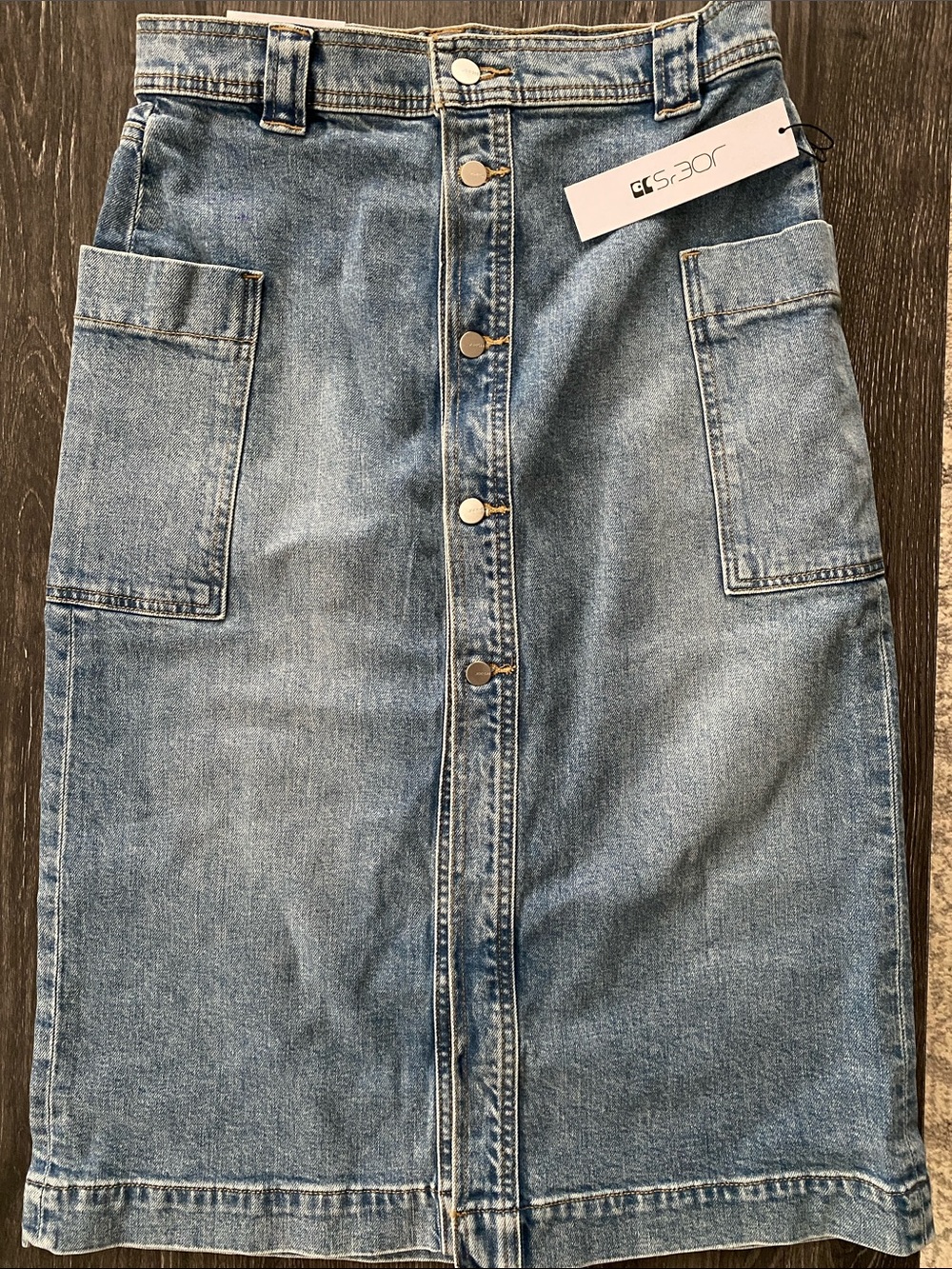 Joe's Jeans Light Blue Button-Front Midi Denim Skirt